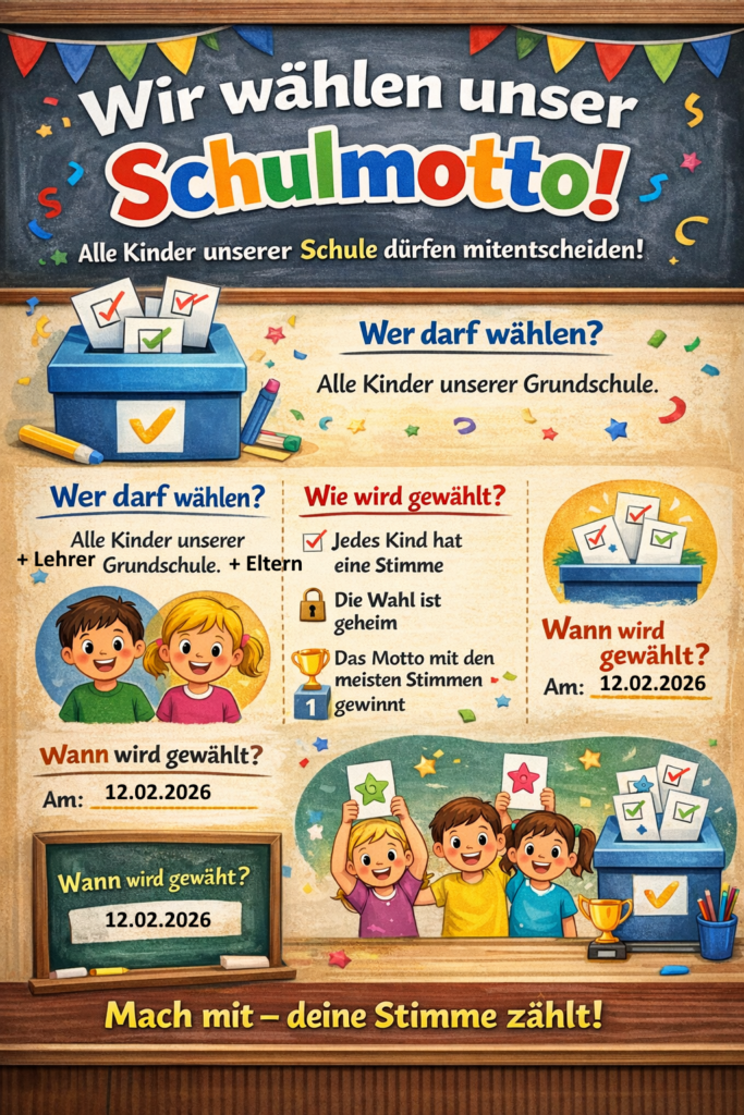 Wahlplakat für neues Schulmotto